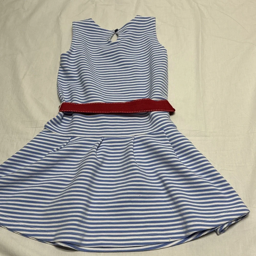 EUC Gymboree Girls Size 6  Striped Dress And Red Ribbon Sash Sleeveless